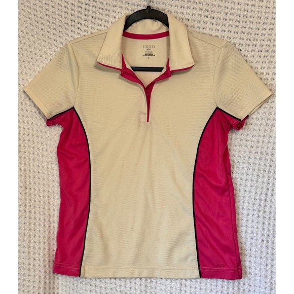 IZOD Golf Polo Shirt Womens Small Pink Cream Performance Athletic - Picture 1 of 4